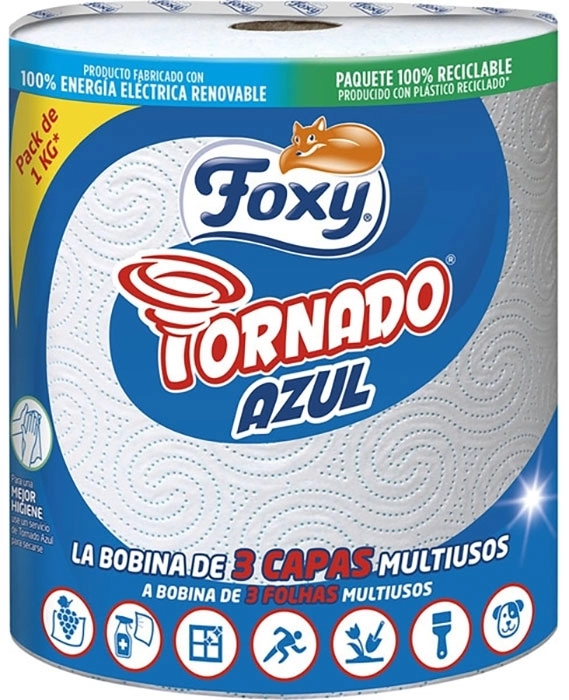 Papel de Cocina Tornado Azul 3 Capas