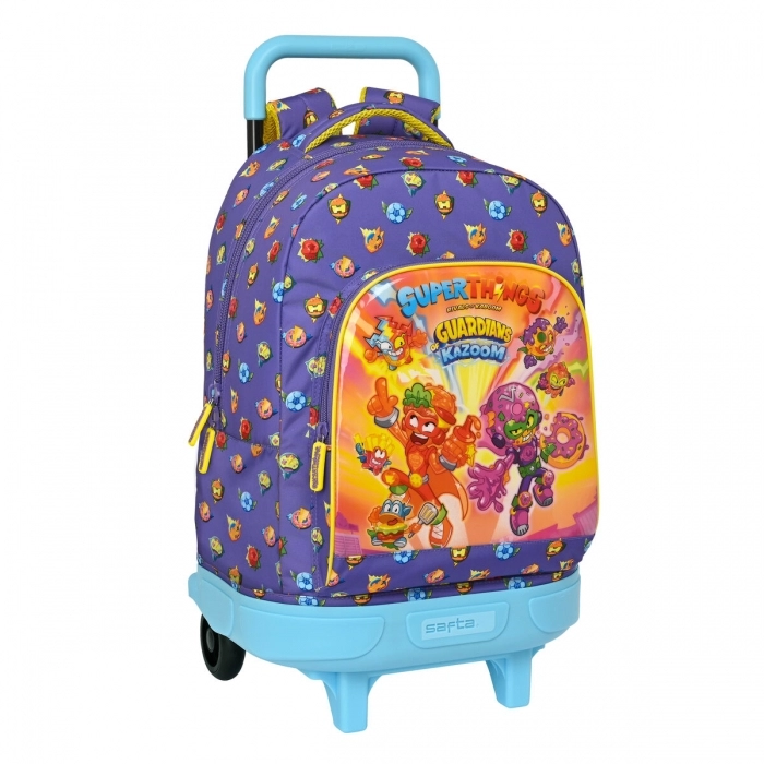 Mochila Escolar con Ruedas SuperThings Guardians of Kazoom Morado Amarillo (33 x