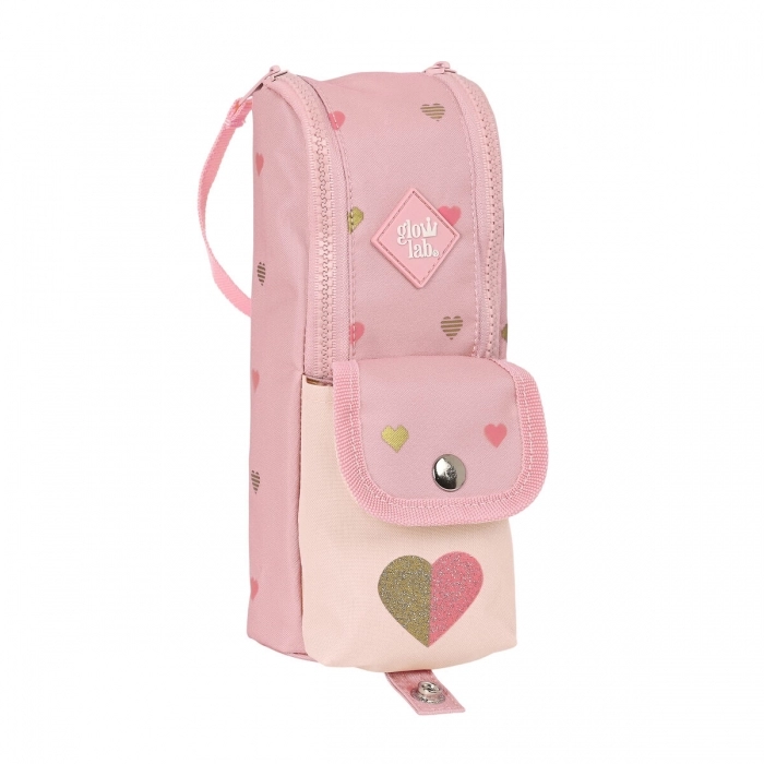 Estuche Escolar Glow Lab Hearts Rosa (6 x 21 x 6 cm)