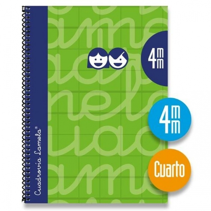 Cuaderno Lamela Verde 4 mm 80 Hojas Espiral Cuarto (5 Unidades)