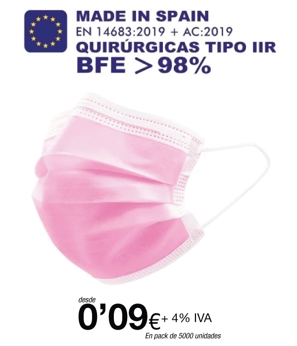 Mascarillas quirúrgicas Rosas tipo IIR de 3 Capas (certificación sanitaria) Mascarillas quirúrgicas Rosas tipo IIR de 3 Capas (certificación sanitaria)