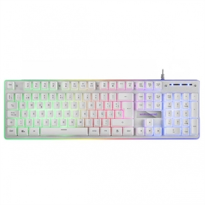 Teclado Mars Gaming MK220 Qwerty Español Blanco RGB