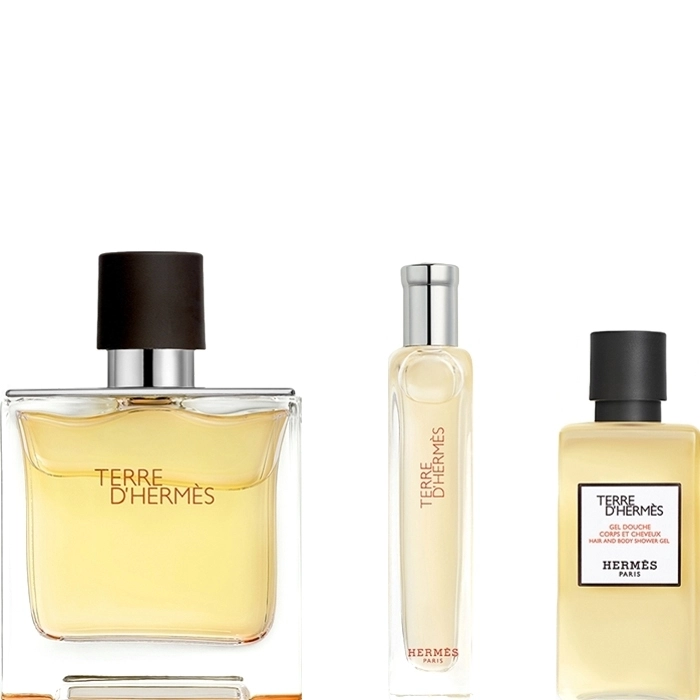 Set Terre d'Hermes Parfum 75ml + Parfum 15ml + Gel Douche 40ml