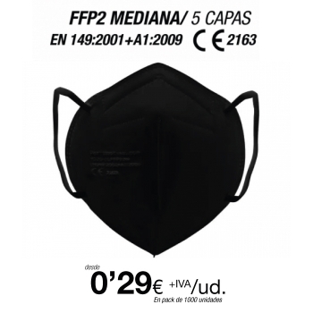 FFP2 Negra Talla Mediana (Especial para Adolecentes / Adultos con rasgos finos) FFP2 Negra Talla Mediana (Especial para Adolecentes / Adultos con rasgos finos)