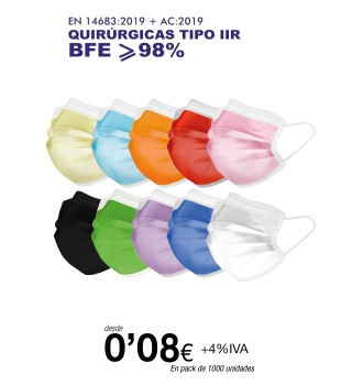 Mascarillas Quirúrgicas Infantil Tipo IIR Surtido Colores