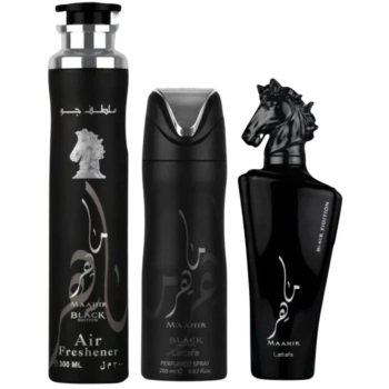 Set Maahir Black Edition 100ml + Air Freshener 300ml + Perfumed Spray 200ml
