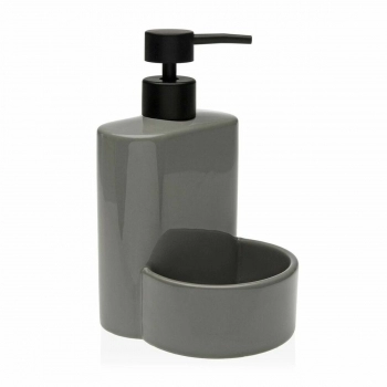 Dispensador de Jabón 2 en 1 para Fregadero Versa Gris Cerámica ABS