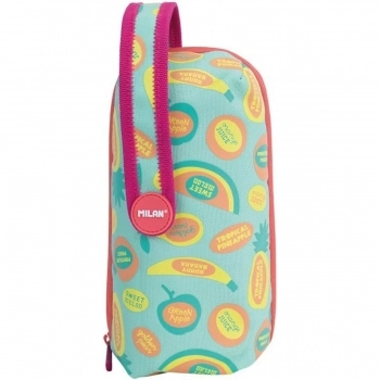 Estuche Escolar Milan Frutikis Naranja Verde Accesorios 4 compartimentos 22,5 x 