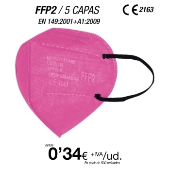 Mascarillas FFP2 Color Rosa, con certificación europea