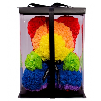 Oso de Rosas goma EVA de Colores de 40cm con caja de regalo