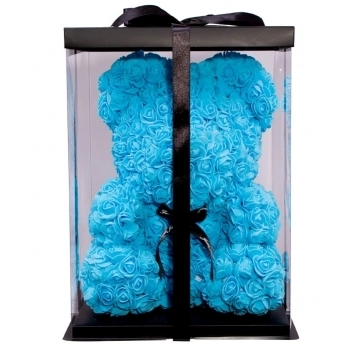 Oso Azul de Rosas goma EVA de 40cm con caja de regalo original