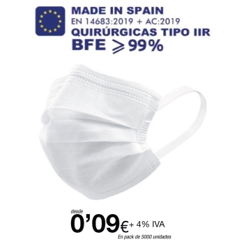 Mascarillas quirúrgicas Blancas tipo IIR de 3 Capas (certificación sanitaria) Mascarillas quirúrgicas Blancas tipo IIR de 3 Capas (certificación sanitaria)