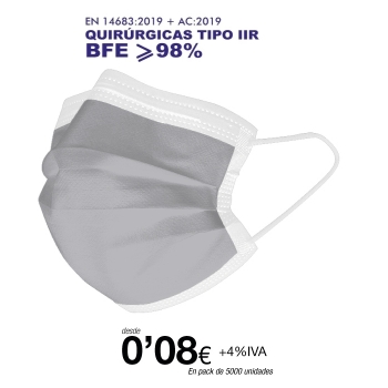 Mascarillas Quirúrgicas Tipo IIR 3 capas Gris Mascarillas Quirúrgicas Tipo IIR 3 capas Gris