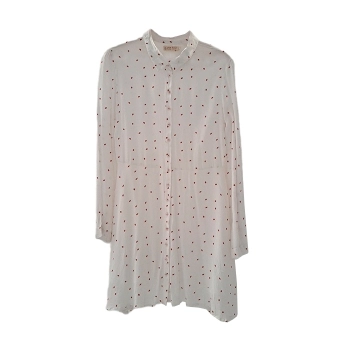 Vestido Camisero de Fresitas Blanco Crudo