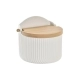 Salero con Tapa DKD Home Decor Natural Porcelana Blanco Bambú (12 x 10 x 11 cm)